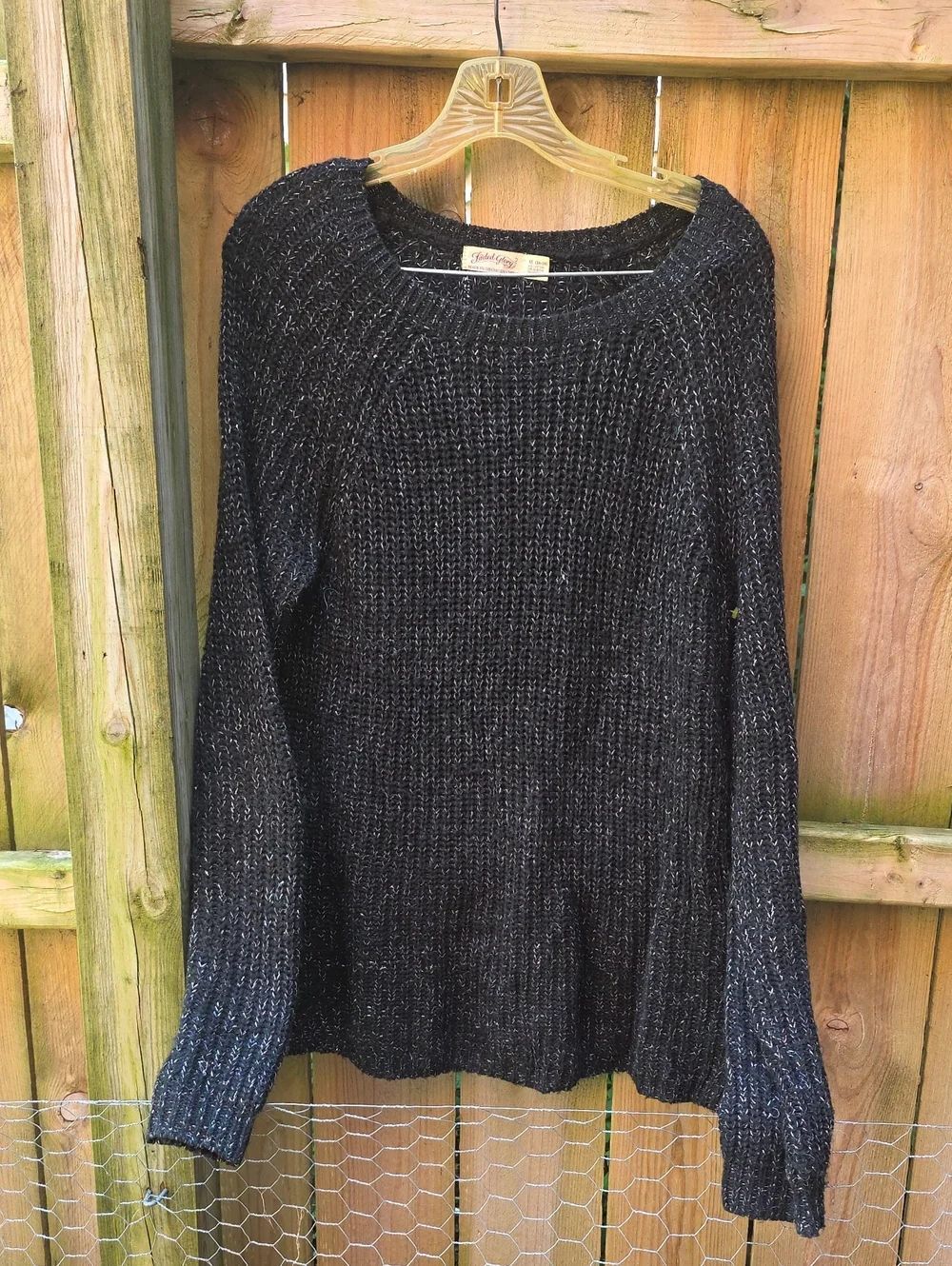 Faded Glory Black Metallic Crewneck Sweater